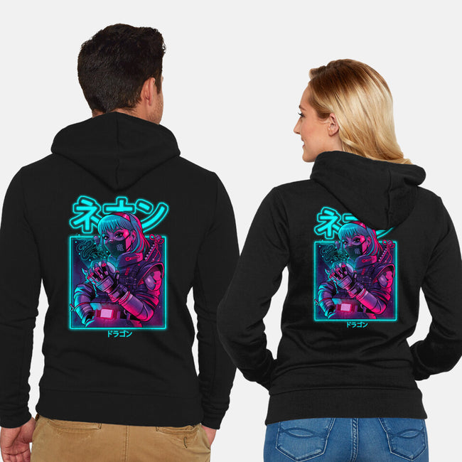 Neon Dragon-unisex zip-up sweatshirt-Bruno Mota