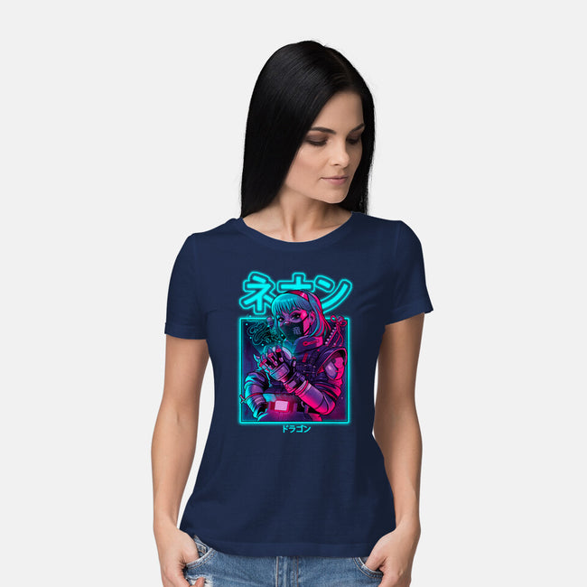 Neon Dragon-womens basic tee-Bruno Mota
