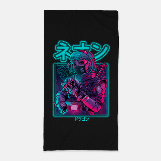 Neon Dragon-none beach towel-Bruno Mota