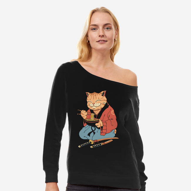 Cat Ramen-womens off shoulder sweatshirt-vp021