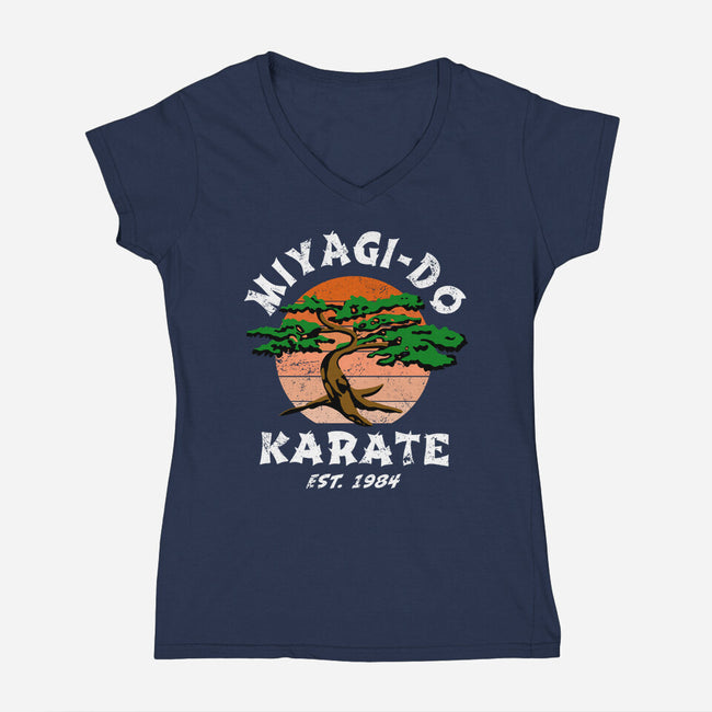 Miyagi Karate-womens v-neck tee-Kari Sl