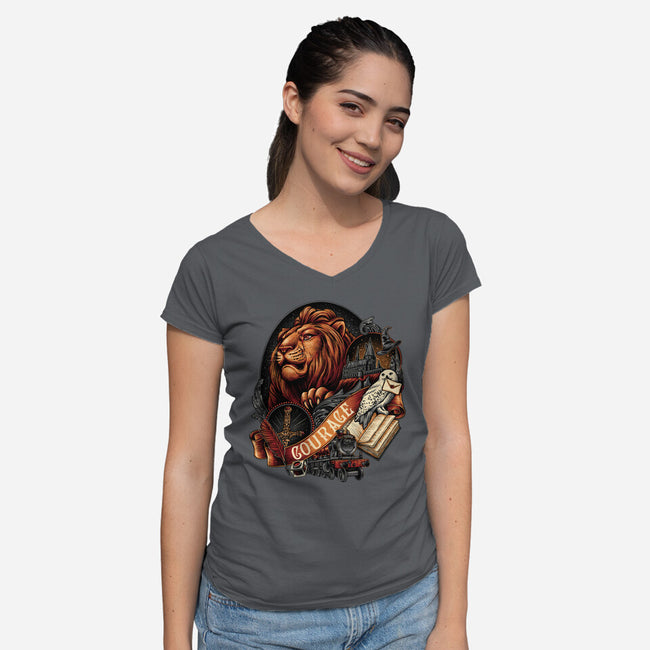 House Of Courage-womens v-neck tee-glitchygorilla