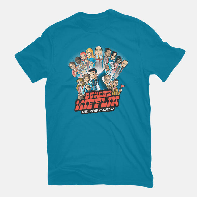 Dunder Mifflin Vs The world-womens fitted tee-trheewood
