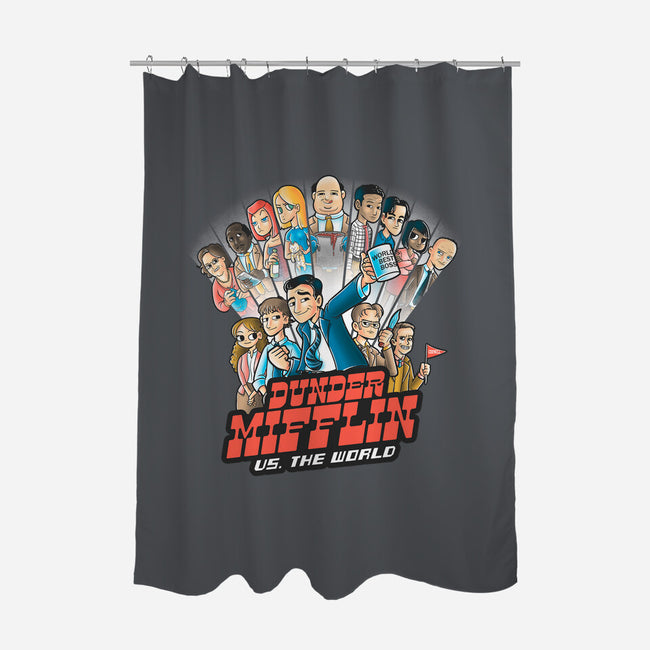 Dunder Mifflin Vs The world-none polyester shower curtain-trheewood