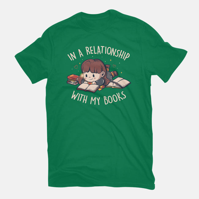 In A Relationship With My Books-mens basic tee-eduely