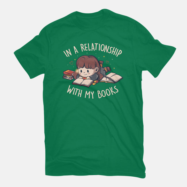 In A Relationship With My Books-womens basic tee-eduely