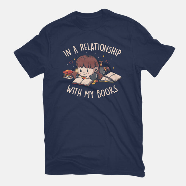 In A Relationship With My Books-mens basic tee-eduely