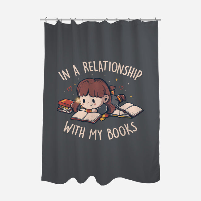 In A Relationship With My Books-none polyester shower curtain-eduely