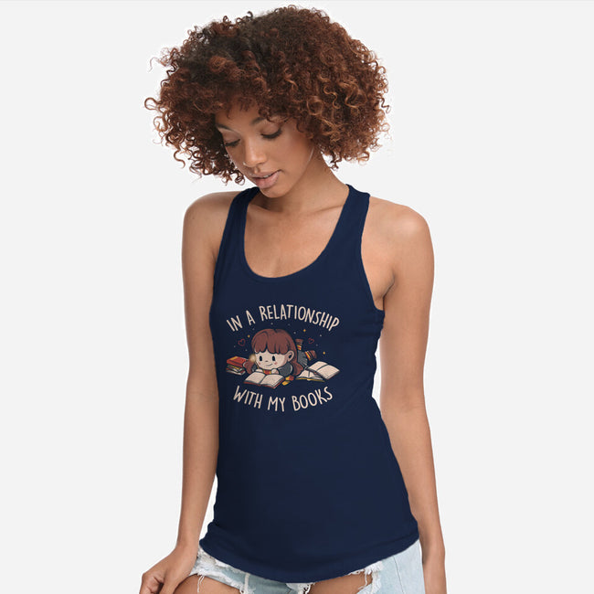 In A Relationship With My Books-womens racerback tank-eduely