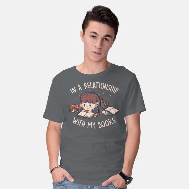 In A Relationship With My Books-mens basic tee-eduely