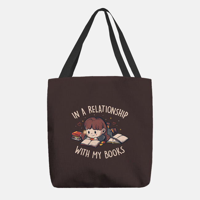 In A Relationship With My Books-none basic tote-eduely
