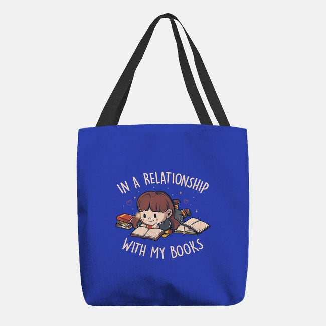 In A Relationship With My Books-none basic tote-eduely