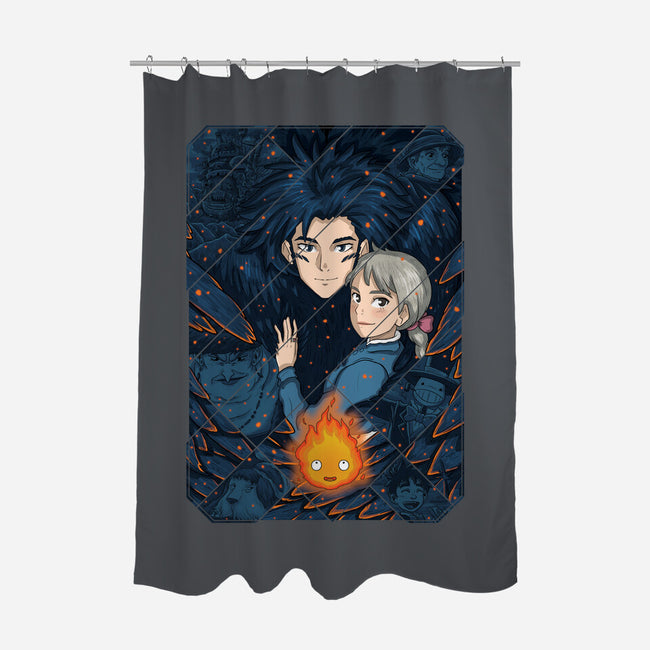 Howl's Moving Castle Tiles-none polyester shower curtain-danielmorris1993