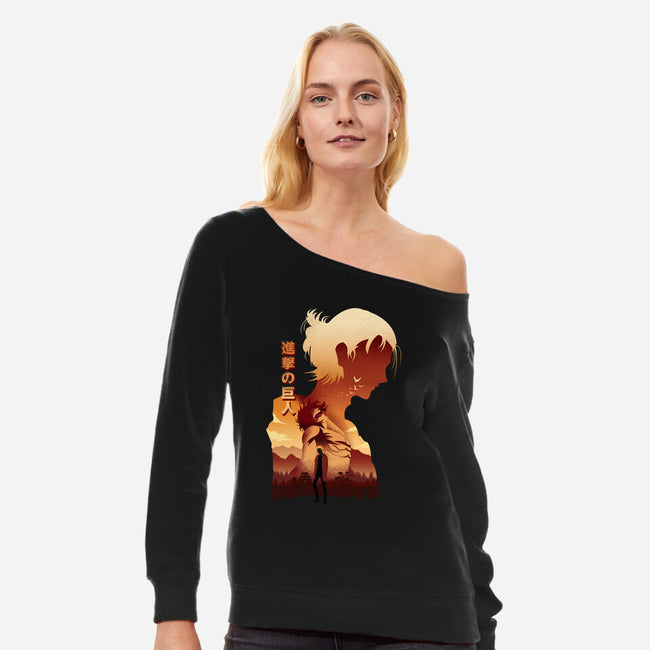 Revenge The Fate-womens off shoulder sweatshirt-hirolabs