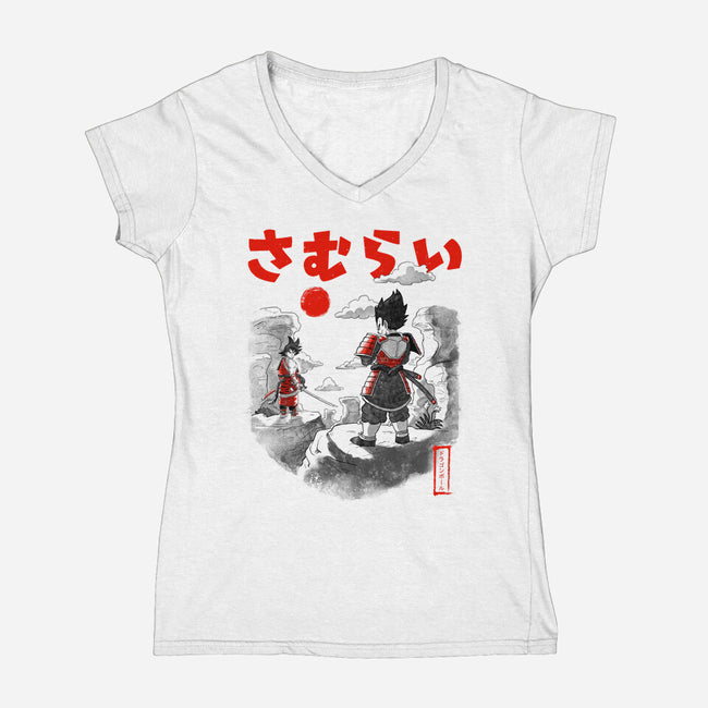 Samurai Battle-womens v-neck tee-Arigatees