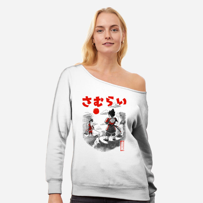 Samurai Battle-womens off shoulder sweatshirt-Arigatees