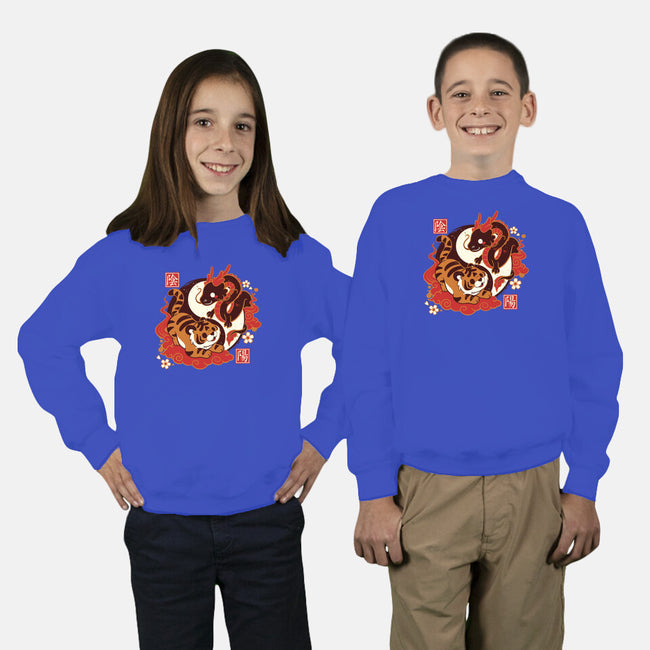 Yin And Yang Tiger Dragon-youth crew neck sweatshirt-NemiMakeit