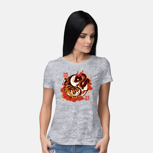 Yin And Yang Tiger Dragon-womens basic tee-NemiMakeit