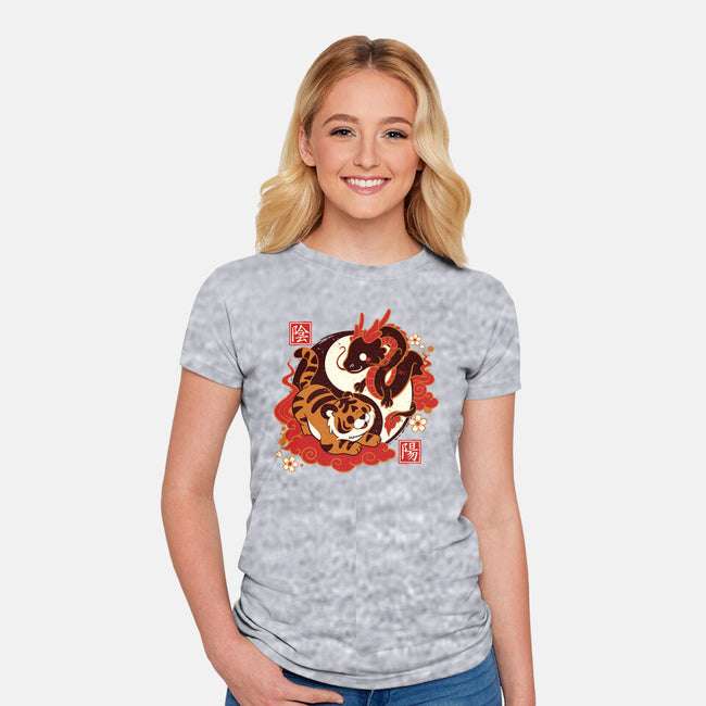Yin And Yang Tiger Dragon-womens fitted tee-NemiMakeit