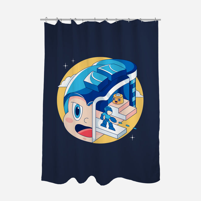 The Blue Bomber Head-none polyester shower curtain-Logozaste