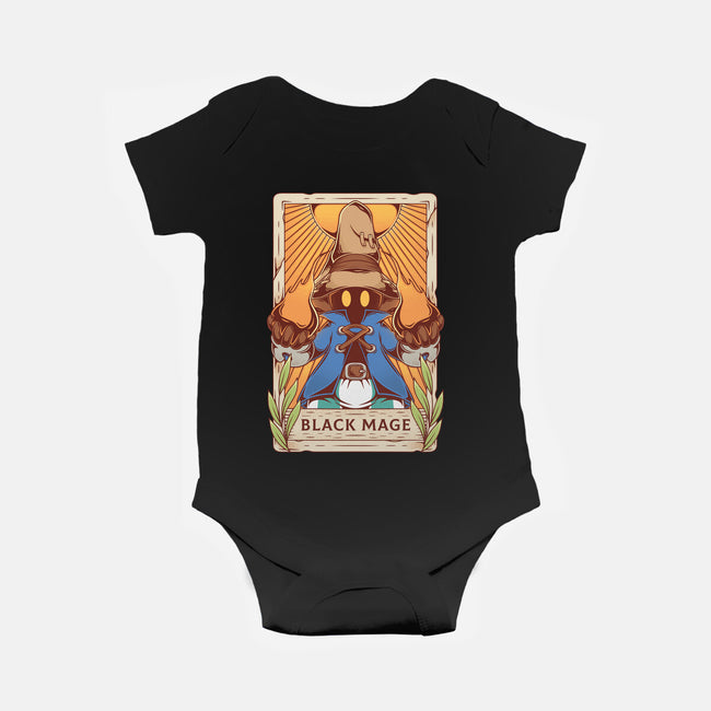 Black Mage Tarot Card-baby basic onesie-Alundrart