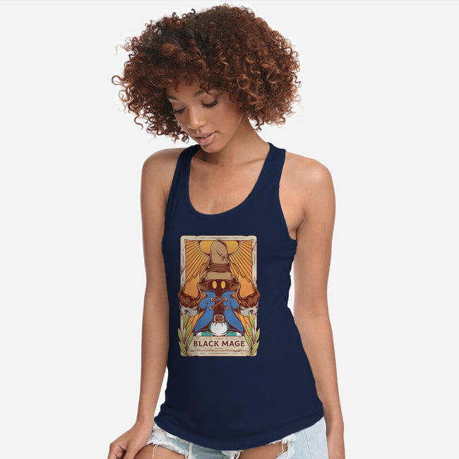 Black Mage Tarot Card-womens racerback tank-Alundrart