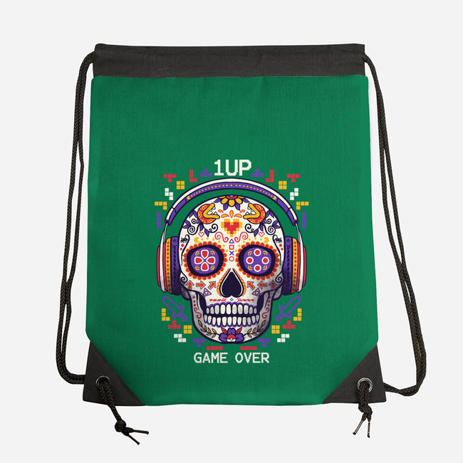 Calavera Gamer-none drawstring bag-NemiMakeit