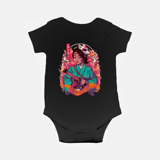 Samurai Kingyo-baby basic onesie-Bruno Mota