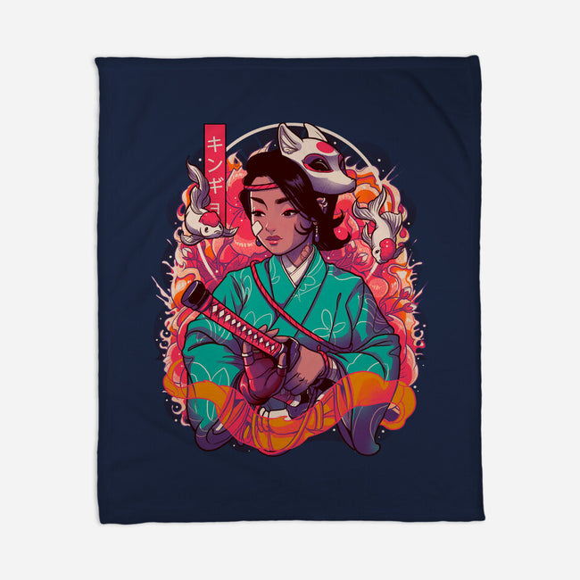 Samurai Kingyo-none fleece blanket-Bruno Mota