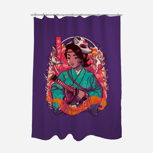 Samurai Kingyo-none polyester shower curtain-Bruno Mota