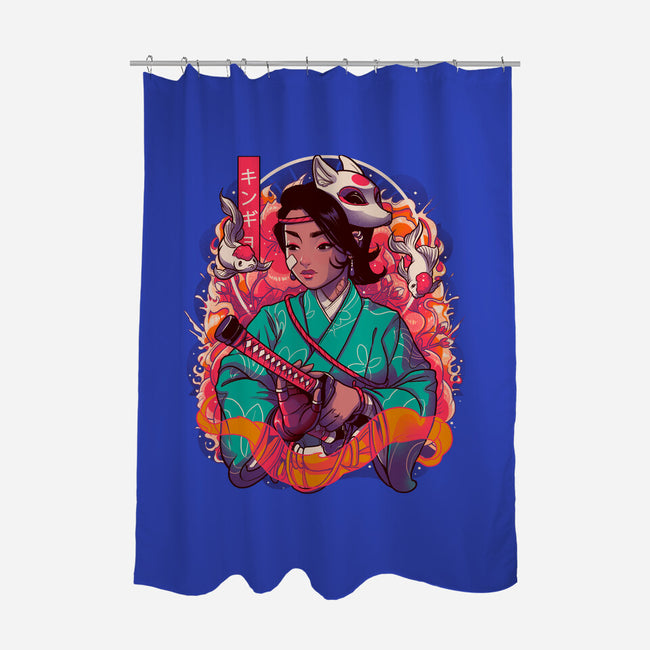 Samurai Kingyo-none polyester shower curtain-Bruno Mota