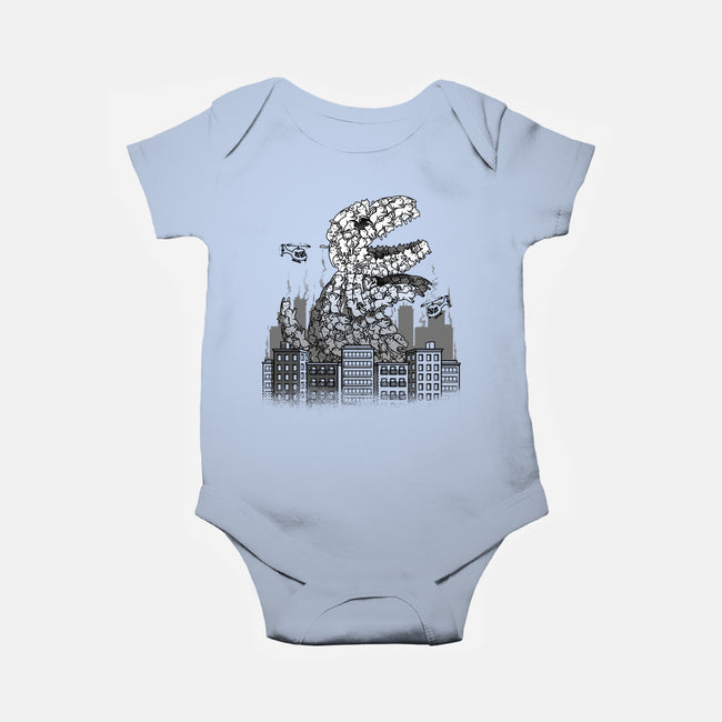 Catzilla Attacks-baby basic onesie-tobefonseca