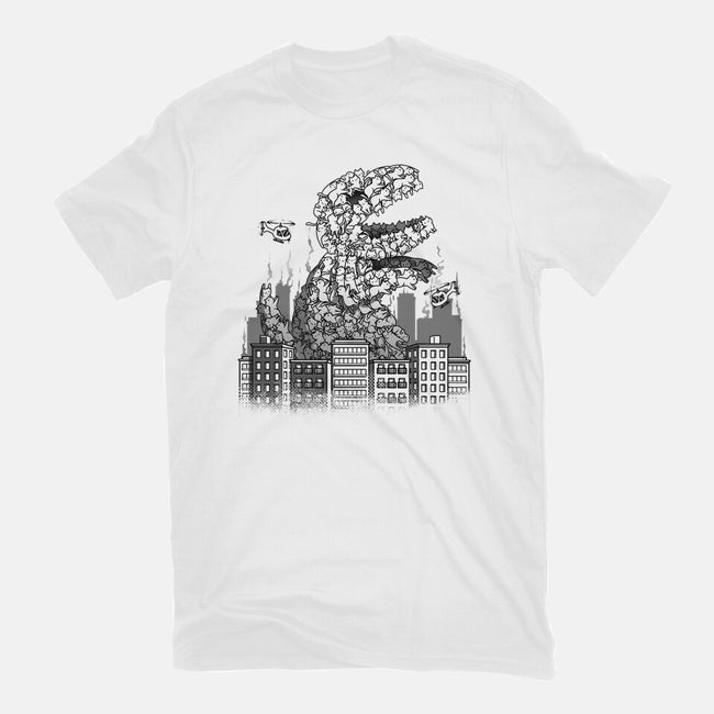 Catzilla Attacks-womens basic tee-tobefonseca