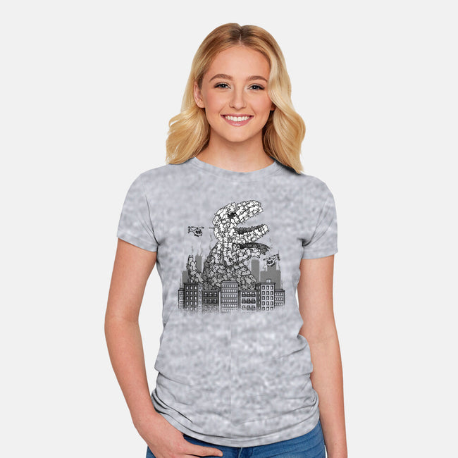 Catzilla Attacks-womens fitted tee-tobefonseca