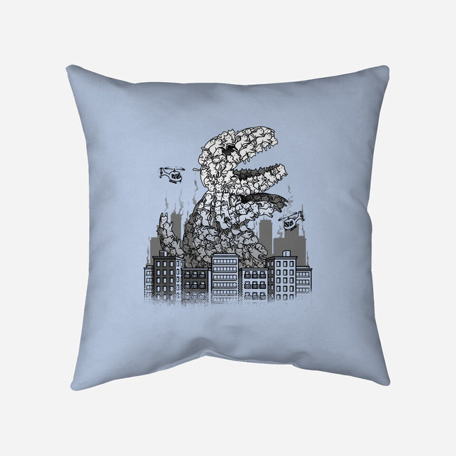 Catzilla Attacks-none removable cover w insert throw pillow-tobefonseca