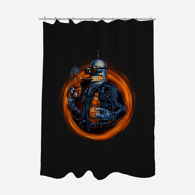 Benderminator-none polyester shower curtain-glitchygorilla