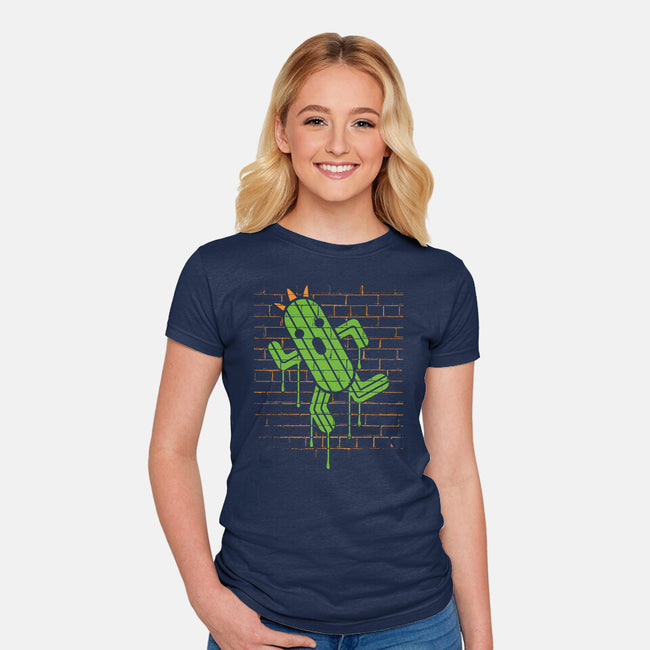 Cactuar Graffiti-womens fitted tee-Logozaste