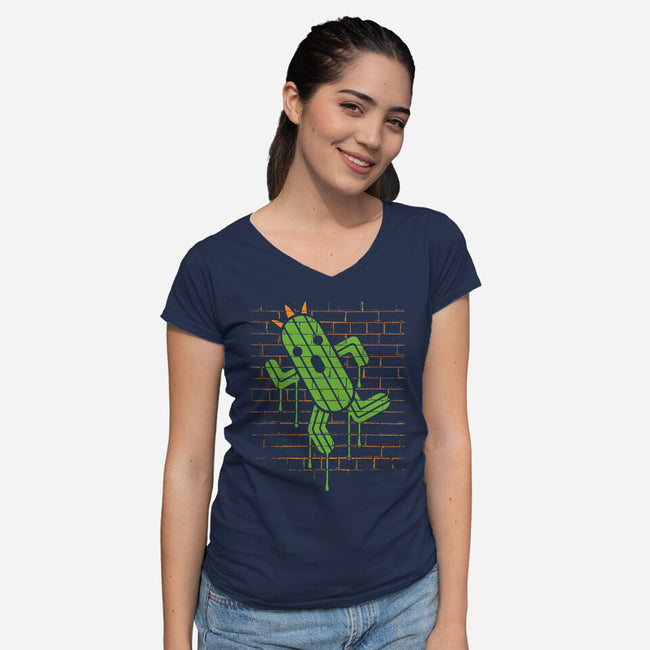 Cactuar Graffiti-womens v-neck tee-Logozaste