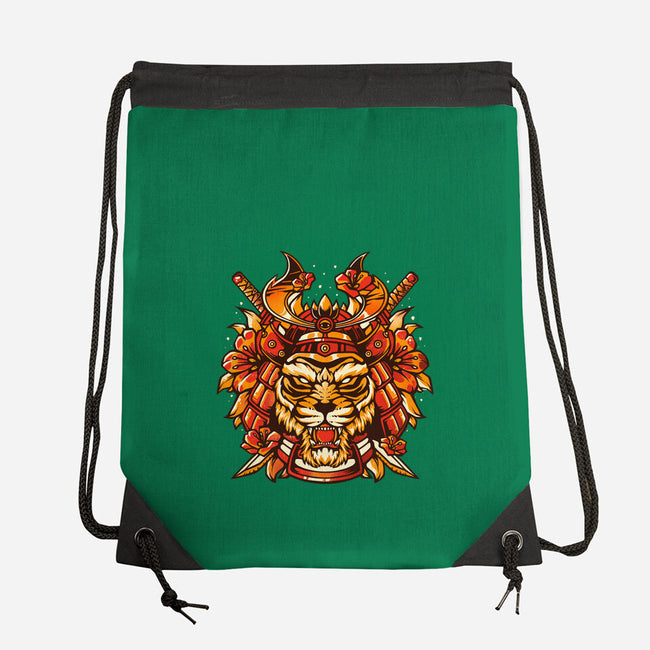 Samurai Warrior Tiger-none drawstring bag-eduely