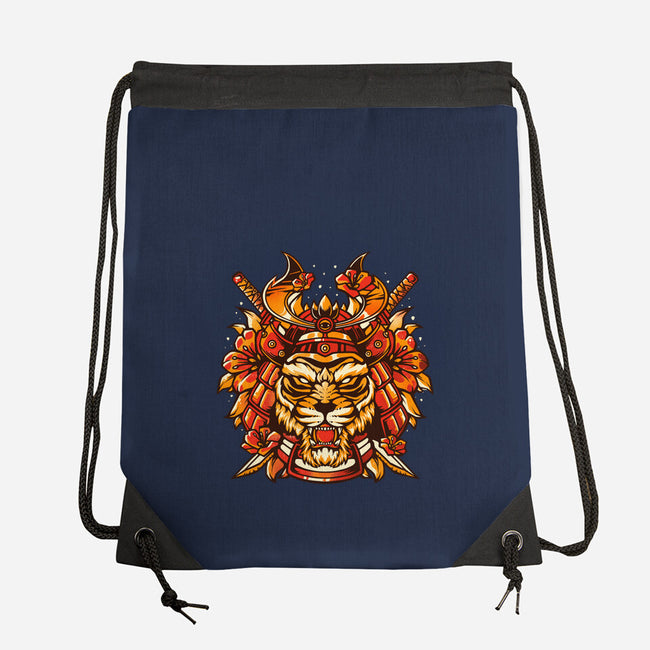 Samurai Warrior Tiger-none drawstring bag-eduely
