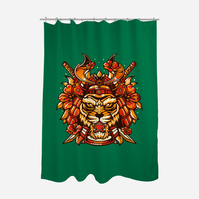 Samurai Warrior Tiger-none polyester shower curtain-eduely