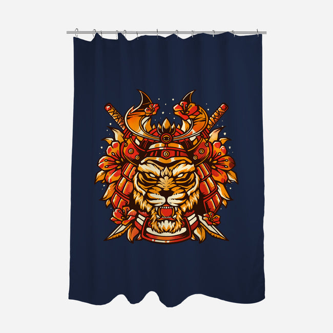 Samurai Warrior Tiger-none polyester shower curtain-eduely