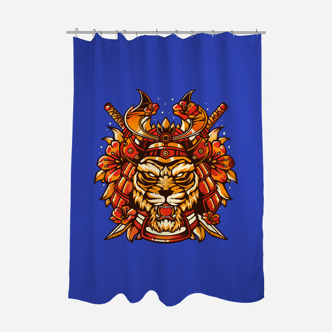 Samurai Warrior Tiger-none polyester shower curtain-eduely