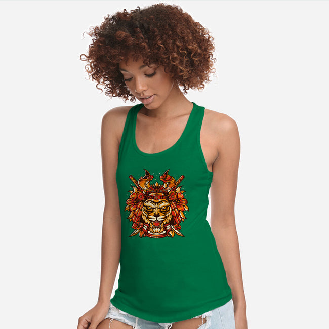 Samurai Warrior Tiger-womens racerback tank-eduely