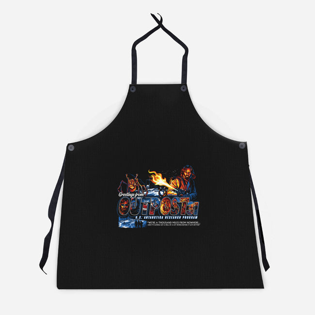 Greetings From Outpost 31-unisex kitchen apron-goodidearyan