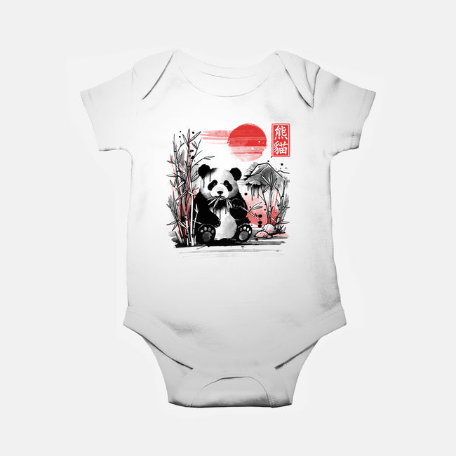 Panda Red Sun-baby basic onesie-NemiMakeit
