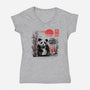 Panda Red Sun-womens v-neck tee-NemiMakeit