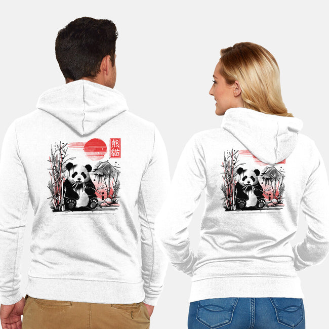 Panda Red Sun-unisex zip-up sweatshirt-NemiMakeit