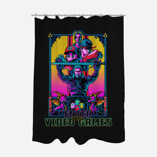 Enter The Video Games-none polyester shower curtain-daobiwan