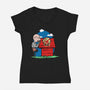 Rooftop Pizza-womens v-neck tee-fanfabio